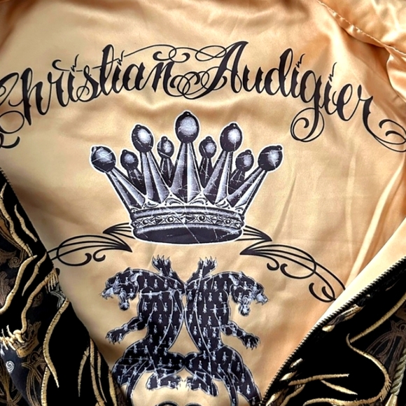 Christian Audiger Y2K Black & Gold Panther Monogram Hoodie - Picture 5 of 15